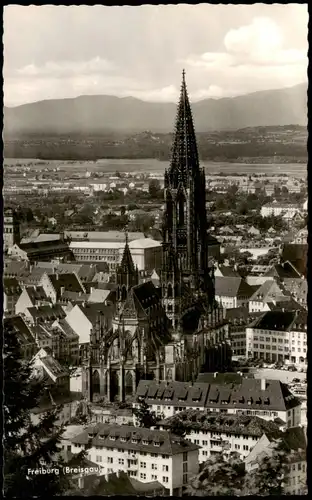 Freiburg im Breisgau Panorama-Ansicht mit Stadt und Münster Kirche 1958