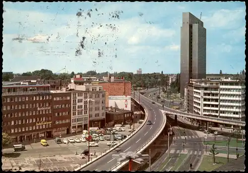 Ansichtskarte Düsseldorf neue Hochstraße und Hochhaus 1966/1967
