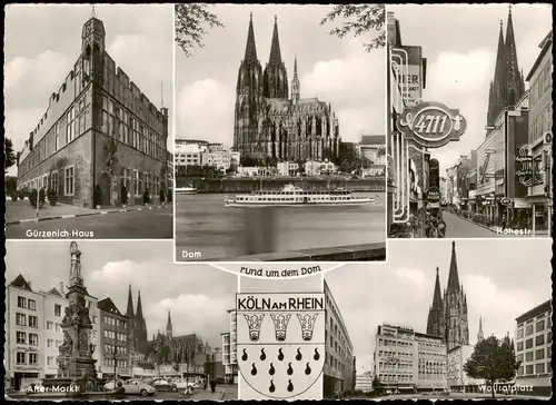 Ansichtskarte Köln Dom, Hohestraße, Alter Markt, Wallrafstraße 1961