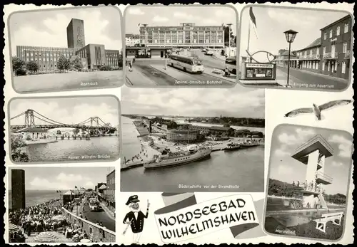 Ansichtskarte Wilhelmshaven Strand, Schwimmbad, Omnibus-Bahnhof 1962