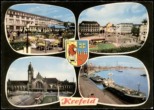 Krefeld Crefeld 4 Bild: REstaurant, Hafen, Straßen, Bahnhof 1964