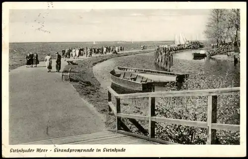 Ansichtskarte Steinhude-Wunstorf Strandpromenade in Steinhude, Boote 1956