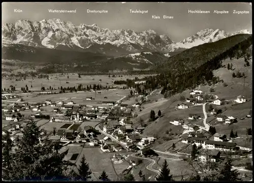 Ansichtskarte Wallgau Blick auf die Stadt 1959