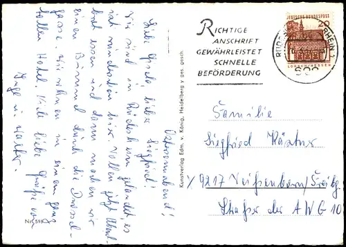 Ansichtskarte Rüdesheim (Rhein) Drosselgasse Colorfoto AK 1967