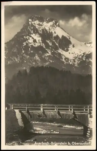 Ansichtskarte Oberaudorf Auerbach-Brünnstein, Fluß und Brücke 1932