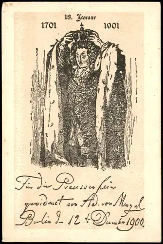 18. Januar Kaiser Krönung Adel Preußen 200 Jahre Künstlerkarte 1901