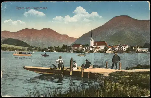 Ansichtskarte Egern am Tegernsee Anlegestelle, Dampfer - Stadt 1927