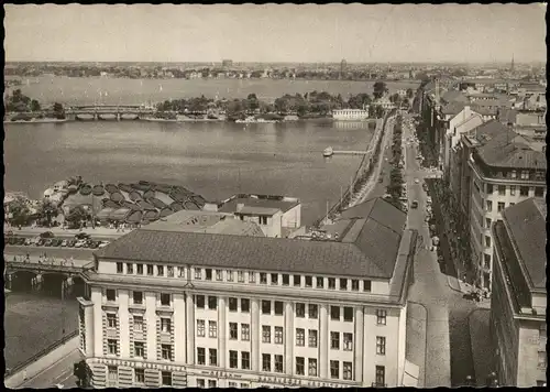 Ansichtskarte Hamburg Ballindamm, Binnen- und Außenalster 1954