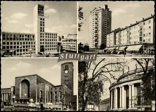 Stuttgart Hauptbahnhof, Rotwegsiedlung, Neues Rathaus 4 Bild 1960