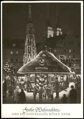 Nürnberg Christkindles-Markt, Weihnachtsmarkt Lebkuchen Schmidt Werbekarte 1968