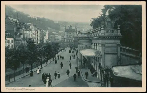 Postcard Karlsbad Karlovy Vary Mühlbrunnenquai 1928