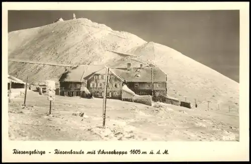 Krummhübel Karpacz Riesenbaude Schneekoppe im Winter vereist 1940