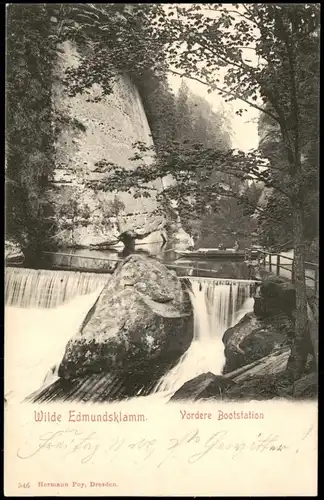 Postcard Jonsdorf (CZ) Janov Wilde Edmundsklamm Vordere Bootstation 1908