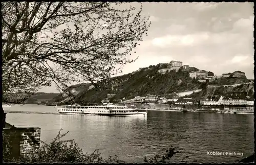 Ansichtskarte Koblenz-Lohsa Łaz Festung und Rheindampfer 1961