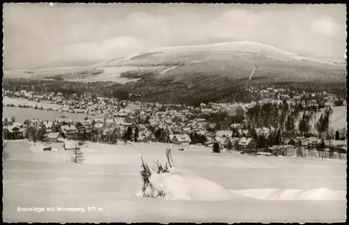 Ansichtskarte Braunlage Blick über die Stadt im Winter 1958