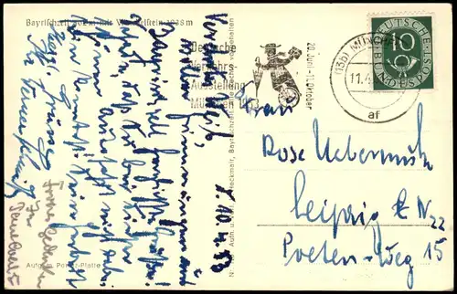 Ansichtskarte Bayrischzell Stadtblick 1952