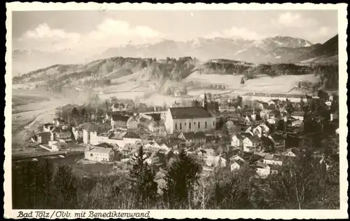 Ansichtskarte Bad Tölz Stadt und Benediktenwand im Nebel - Stimmungsbild 1953