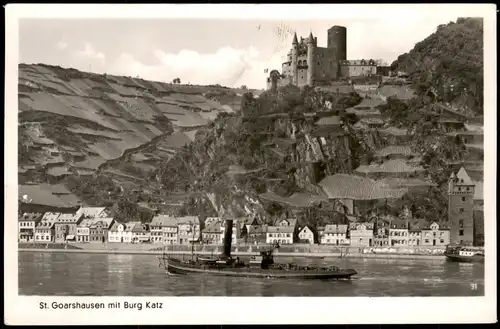Ansichtskarte St. Goarshausen Schiffe Dampfer Steamer, Stadt 1952