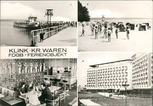 Klink (Müritz) Fähre Mole, Strand, Dachcafe, Erholungsheim Herbert Warnke 1978