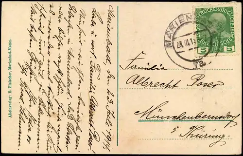 Postcard Marienbad Mariánské Lázně Waldquellzeile, Villen 1913