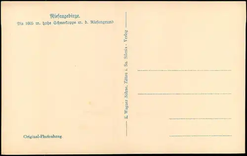 Postcard Krummhübel Karpacz Die Schneekoppe mit dem Riesengrund 1930
