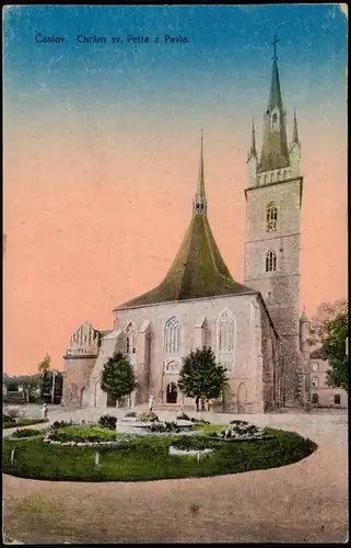 Postcard Tschaslau Čáslav Chrám sv. Petra a Pavla. - Kirche 1914