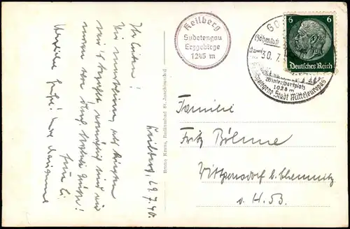 Postcard Sankt Joachimsthal Jáchymov Keilberg u. Egertal 2 Bild 1938