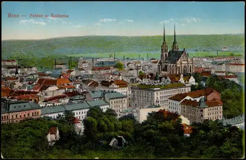 Postcard Brünn Brno Pohled se Špilberku - Fabrik 1912