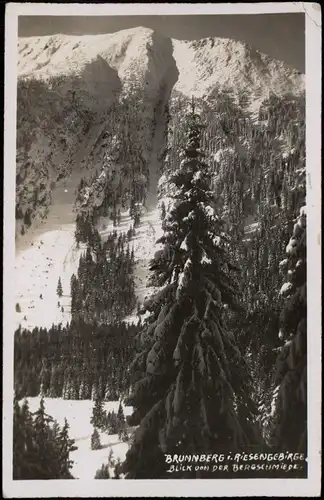 Postcard Petzer Pec pod Sněžkou Brunnberg, Bergschiede im Winter 1930