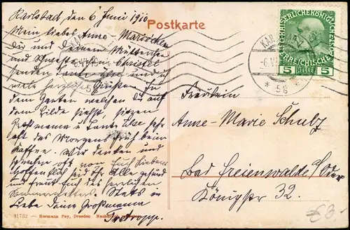 Postcard Karlsbad Karlovy Vary Cafe Posthof 1910