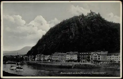 Postcard Tetschen-Bodenbach Decín Elbdampfer m. Schäferwand 1934