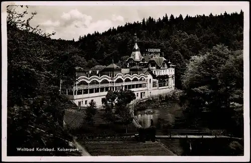 Postcard Karlsbad Karlovy Vary Restaurant Kaiserpark - Fotokarte 1931
