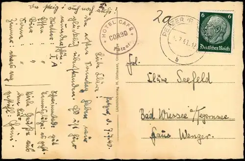 Postcard Petzer Pec pod Sněžkou Blaugrund mit Schneekoppe 1940