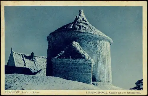 Krummhübel Karpacz Schneekoppe/Sněžka/Śnieżka - Kapelle im Winter 1934