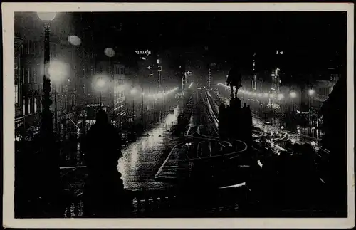 Prag Praha Wenzelsplatz/Václavské náměstí Nacht Night Stimmungsbild 1943