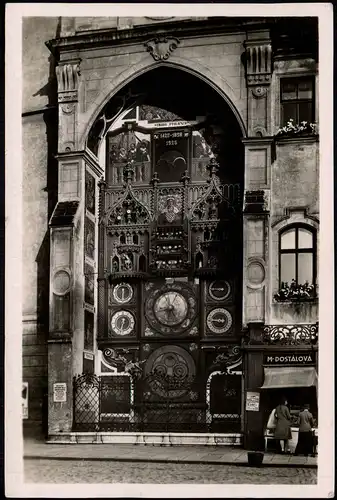 Postcard Olmütz Olomouc Kunstuhr und Geschäft 1935