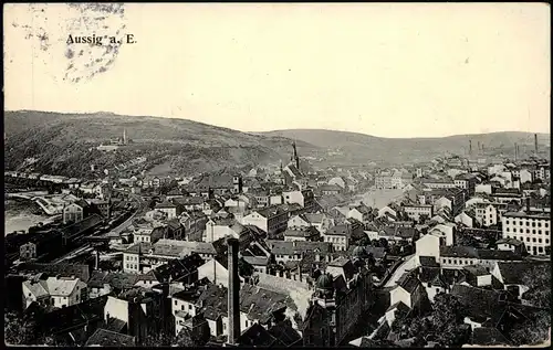 Postcard Aussig Ústí nad Labem (Ustji, Ustjiss) Stadt und Fabriken 1909