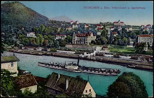 Postcard Tetschen-Bodenbach Decín Villenviertel u. Quaderberg 1925