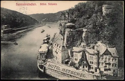 Postcard Herrnskretschen Hřensko Blick auf Htel Hentschel 1909