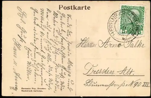 Postcard Herrnskretschen Hřensko Blick auf Htel Hentschel 1909