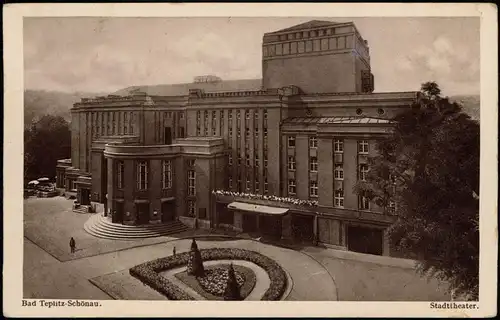 Postcard Teplitz-Schönau Teplice Stadttheater 1931