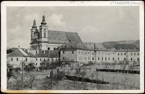 Postcard Mährisch-Sternberg Šternberk Kirche und Realschule 1926