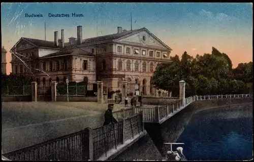 Postcard Budweis České Budějovice Deutsches Haus 1918