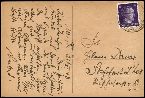Postcard Mariaschein-Graupen Bohosudov Krupka Basilika 1943
