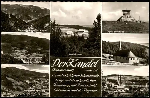 Emmendingen Mehrbildkarte mit Berghotel, Berg Kandel (1242m) 1960