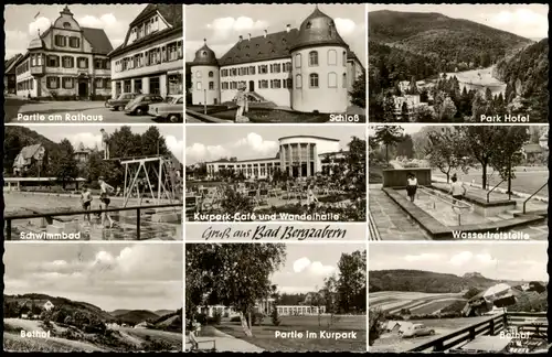 Bergzabern Mehrbild-AK mit Schwimmbad, Park Hotel, Schloss uvm. 1974