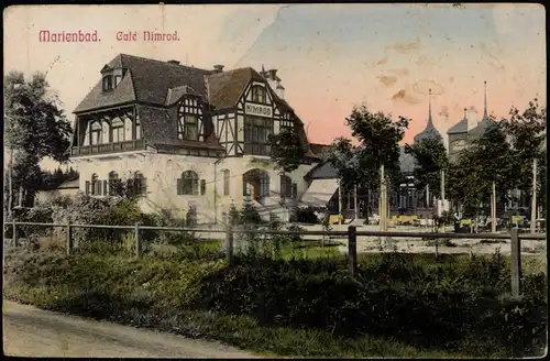 Postcard Marienbad Mariánské Lázně Cafe Nimrod 1924