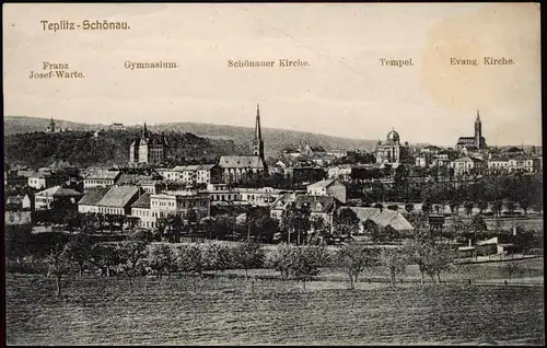 Postcard Teplitz-Schönau Teplice Warte, Gamansium, Tempel 1908