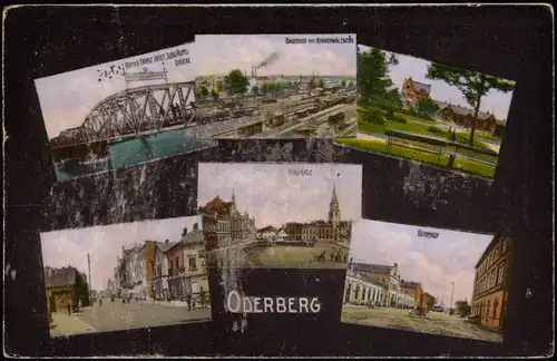 Postcard Oderberg Bohumín  MB: Bahnhof, Straßen 1915  Feldpoststempel Beuthen