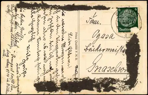 Postcard Reichenberg Liberec Talsperre, Strand - Restaurant 1936